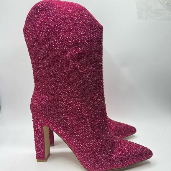 Free People X Billini Disco Rodeo Embellished Boots Pink Rhinestone Size US 8 - Picture 4 of 11